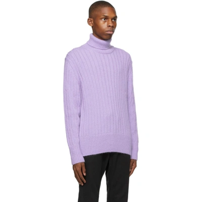 Shop Hugo Boss Purple Mohair & Wool Turtleneck In 532 Light/p