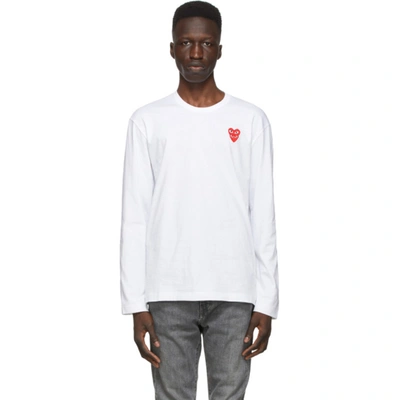Comme Des Gar ons Play White Layered Double Heart Long Sleeve T
