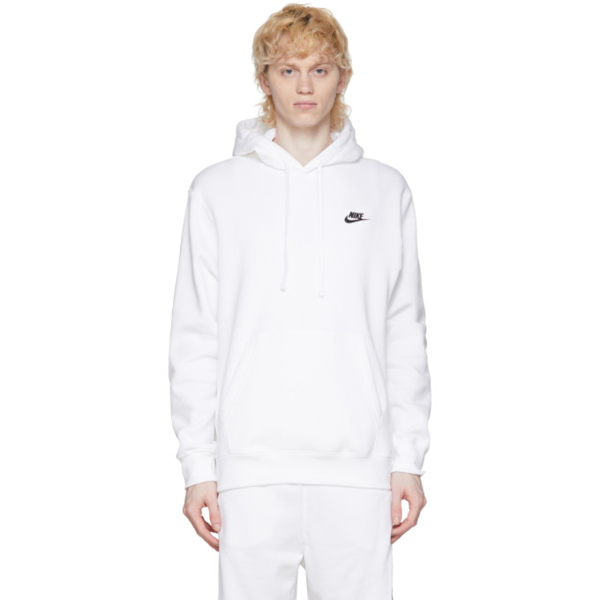 nike club hoodie white