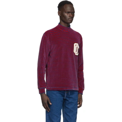 Shop Opening Ceremony Red & Blue Striped Turtleneck In Dragon Red