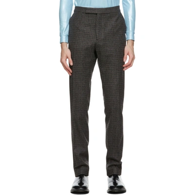 Shop Raf Simons Black And Brown Wool Check Trousers In 09966 Blkbr