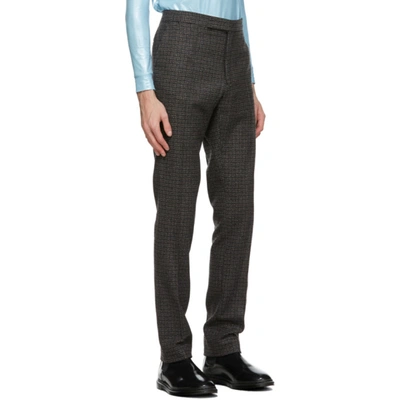 Shop Raf Simons Black And Brown Wool Check Trousers In 09966 Blkbr