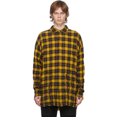 Shop Palm Angels Yellow & Brown Round Logo Shirt In Yellow/whit