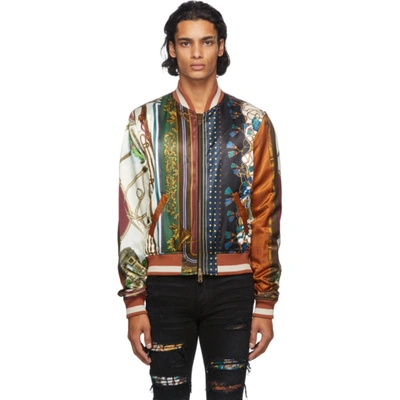 Shop Amiri Multicolor Scarf Patchwork Bomber Jacket