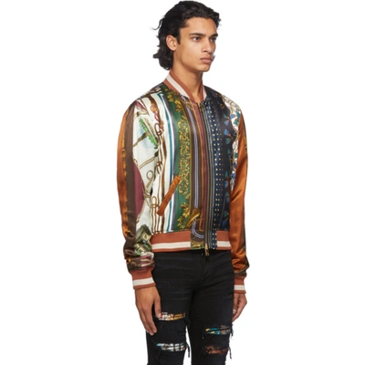 Shop Amiri Multicolor Scarf Patchwork Bomber Jacket