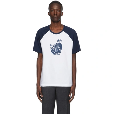 Shop Lanvin Blue And White Jeanne T-shirt In 29 Navy Blu