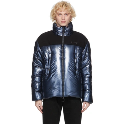 Shop Off-white Navy Down Puffer Jacket In 4600 Navy