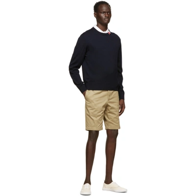 Shop Thom Browne Navy Merino Rwb Tab Relaxed-fit Sweater In 415 Navy