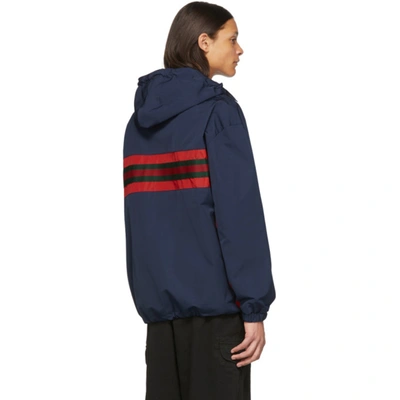 Shop Gucci Navy & Red Technical Waterproof Jacket In 4206blumult