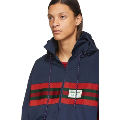 Shop Gucci Navy & Red Technical Waterproof Jacket In 4206blumult