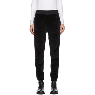 Shop Haider Ackermann Black Velvet Logo Tape Lounge Pants