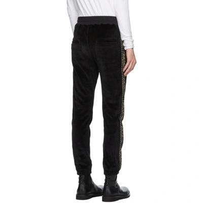 Shop Haider Ackermann Black Velvet Logo Tape Lounge Pants