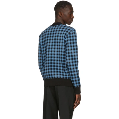 Shop Ami Alexandre Mattiussi Black & Blue Gingham Jacquard Cardigan In Blu/blk 409