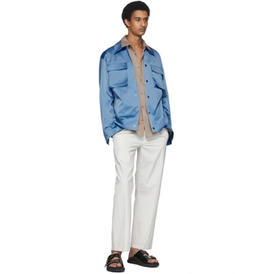 Shop Tibi Blue Duchesse Workmen's Jacket In Sky Blue