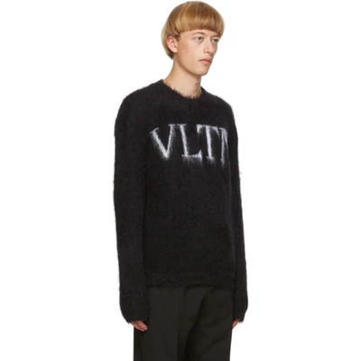 Shop Valentino Black Mohair Vltn Sweater In 0ni Nero/bi