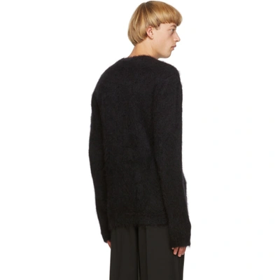 Shop Valentino Black Mohair Vltn Sweater In 0ni Nero/bi