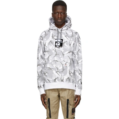 Shop Aape By A Bathing Ape Grey And White Camouflage Hoodie In Whz White