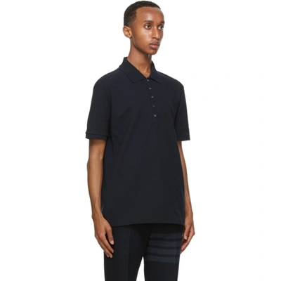 Shop Thom Browne Navy Stripe 4-bar Polo In 415 Navy