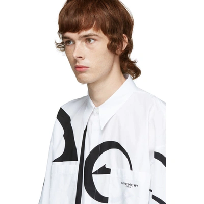 Shop Givenchy White & Black Oversized Calligraphic Shirt In 116-white/b