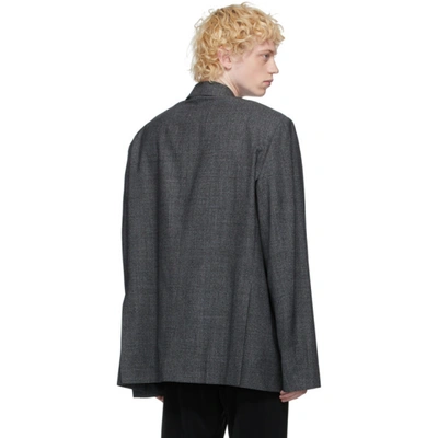 Shop Balenciaga Grey Blurry Prince Of Wales Phone Holder Blazer In 1240grey