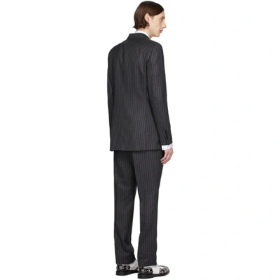 Shop Burberry Grey Pinstripe English Suit In Charcoal Pa