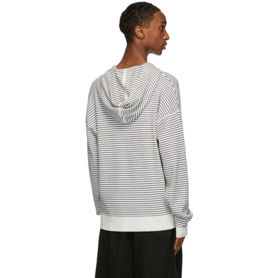 Shop Jw Anderson Off-white Wool Striped Pom-pom Hoodie In Offwht002