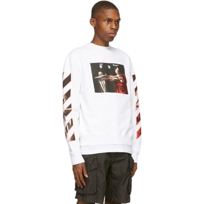 Shop Off-white White Slim Caravaggio Sweatshirt In White Red