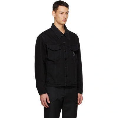 Shop Fendi Black Denim Oversized Jacket In F0qa1 Black