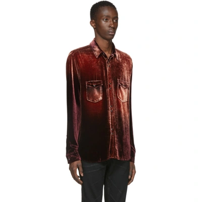 Shop Saint Laurent Red Velvet Western Shirt In 6573burgltb