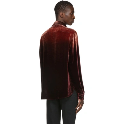 Shop Saint Laurent Red Velvet Western Shirt In 6573burgltb