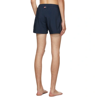 Shop Thom Browne Navy Nylon Drawcord Swim Shorts In 415 Navy