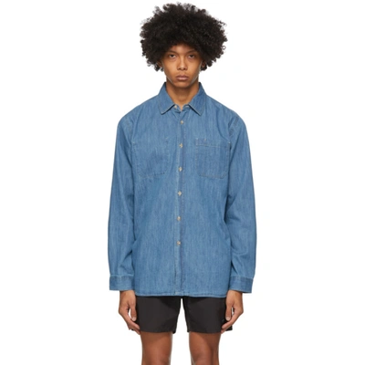 Shop Saturdays Surf Nyc Indigo Denim Kenmare Shirt In Washindigo