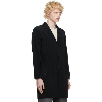 Shop Issey Miyake Homme Plisse  Black Basic Long Coat In 15 Black