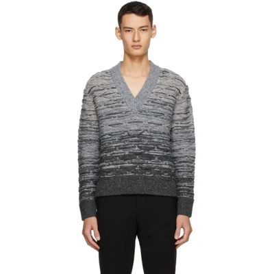 Shop Sean Suen Grey Quilted V-neck Sweater