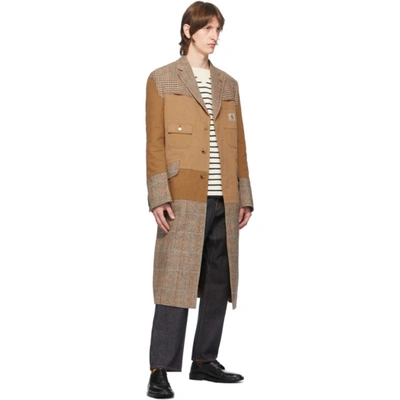 Shop Junya Watanabe Brown Carhartt Edition Patchwork Coat In 1 Brown