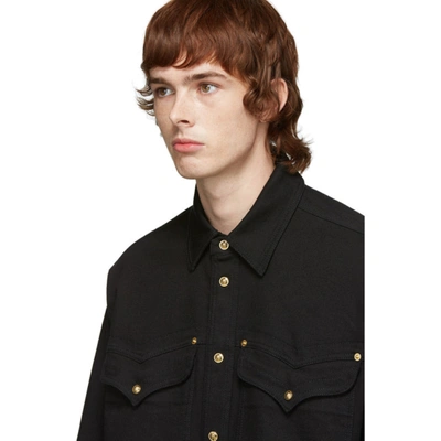 Shop Versace Black Denim Shirt In A8008 Black