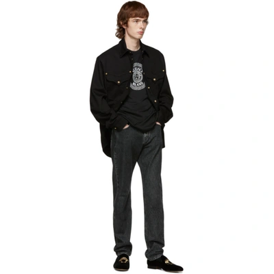 Shop Versace Black Denim Shirt In A8008 Black