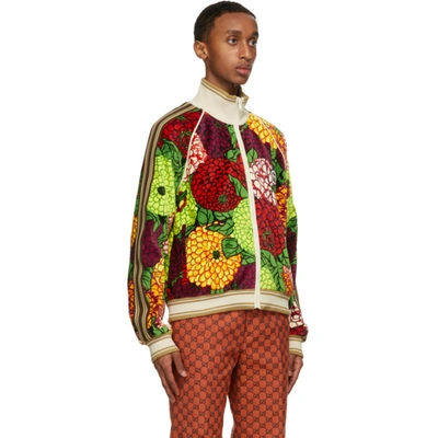 Shop Gucci Multicolor Velvet Floral Jacket In 5098 Pinkgr