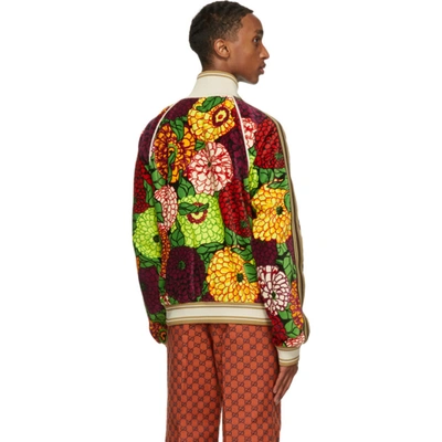 Shop Gucci Multicolor Velvet Floral Jacket In 5098 Pinkgr