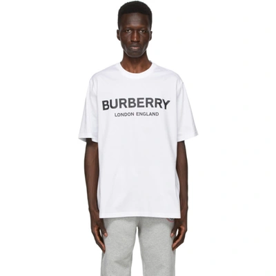 Shop Burberry White Letchford Logo T-shirt