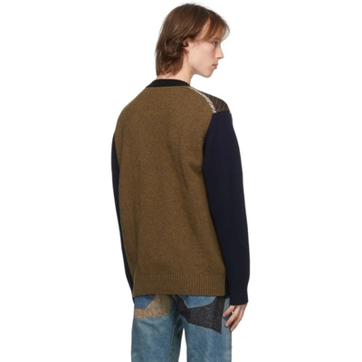 Shop Junya Watanabe Navy Wool Striped Stitch Sweater In 1 Navy