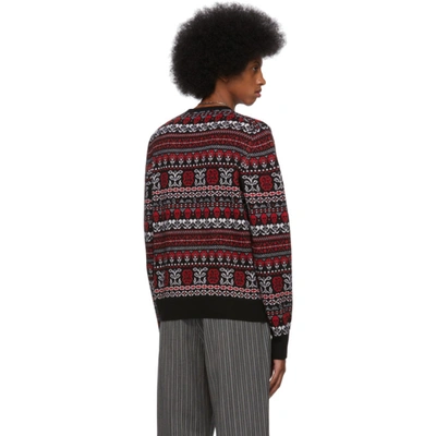 Shop Alexander Mcqueen Black And Red Wool Jacquard Sweater In 1064blkredi