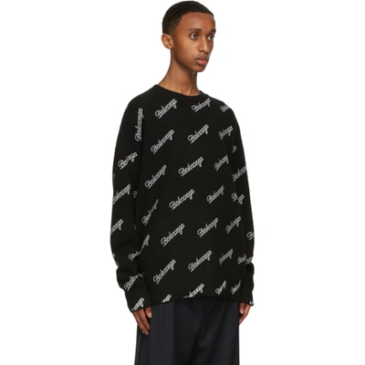 Shop Balenciaga Black Logo Sweater In 1070 Black/