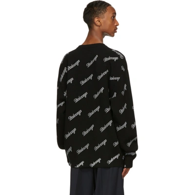 Shop Balenciaga Black Logo Sweater In 1070 Black/