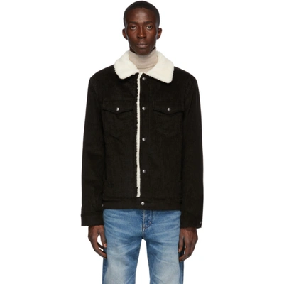 Shop Maison Kitsuné Black Corduroy Trucker Jacket