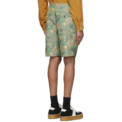 Shop Hope Green & Brown Linen Guard Shorts In Khaki Flowe