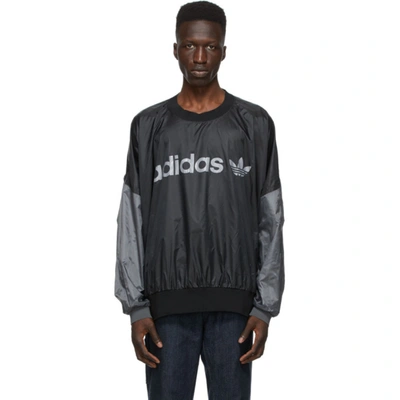 Shop Adidas X Human Made Black Crewneck Sweatshirt In Black/grey