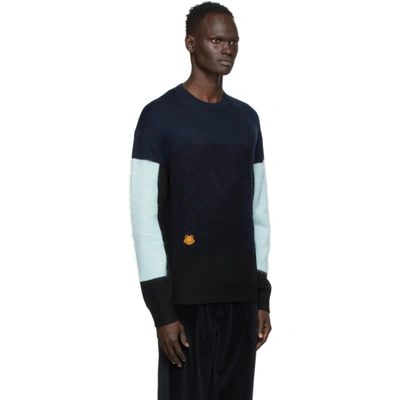 Shop Kenzo Blue Wool Colorblock Sweater In 63 Light Bl