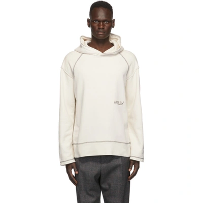 Shop Ambush Off-white Raw Edge Logo Hoodie In Off White