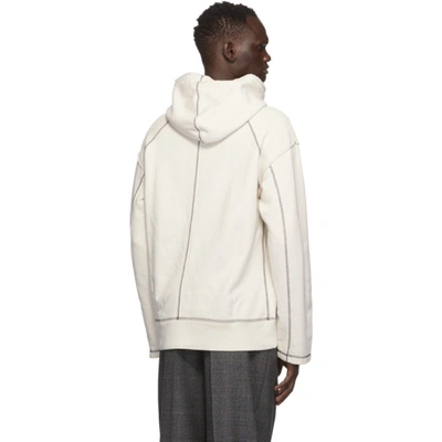 Shop Ambush Off-white Raw Edge Logo Hoodie In Off White